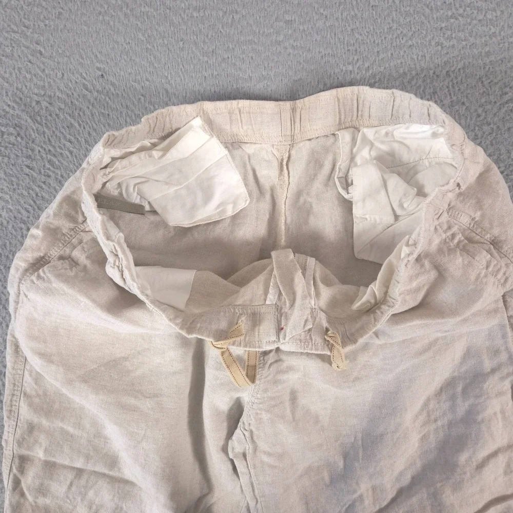 Tommy Bahama Pants Mens Large Beige Relax 100% Linen Drawstring Slacks Trousers